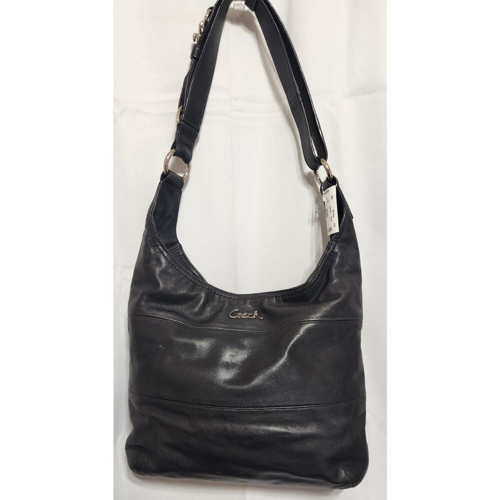 Y2k Coach Black Leather Shoulder Duffle Saddle Messenger Bag Hobo F17116 - Picture 1 of 7